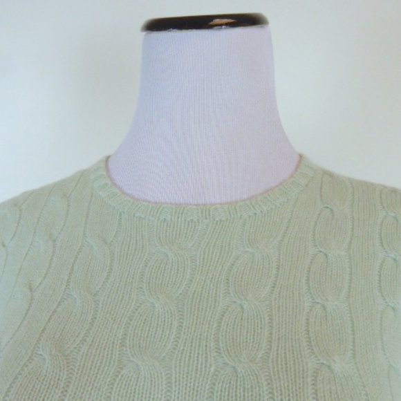 RALPH LAUREN Black label blue AQUA CABLE CASHMERE crewneck Sweater slim fit S - Picture 2 of 4